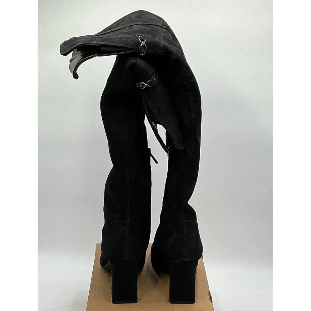 Sam Edelman Shea Boots Womens US 11 Black Suede Square Toe Over-the-Knee Eby4463